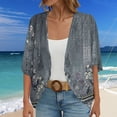 thumbnail image 2 of BODOAO Kimono Cardigans for Women,Casual Open Front 3/4 Sleeve Cardigan,Plus Size Lightweight Shawls Ruana Wraps Court Lock Spring and Solid Color Circle Short Sleeved Cardigan Casual Loose Top Grey M, 2 of 6