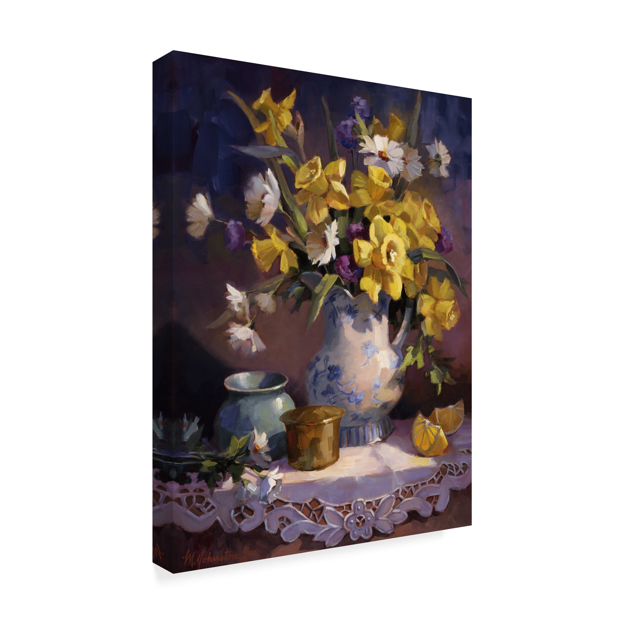 Trademark Fine Art 'Daffodils and Lace' Canvas Art by Maxine Johnston
