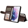thumbnail image 5 of Allytech Slim Wallet Case for Samsung Galaxy S22 with Card Slots, Luxury PU Leather Magnetic Clasp Flip Wrist Shoulder Strap Kickstand Shockproof Protective Shell for Women Men - Coffee, 5 of 9