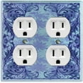 thumbnail image 1 of Metal Light Switch Plate Cover Elegant Blue Grape Vine Damask Frame FRA050, 1 of 13