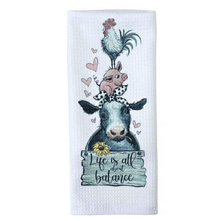 Cow Kitchen Towel. Towels With Cows, Housewarming Tea Towels, Country  Kitchen Decor, Waffle Weave Kitchen Towel. 