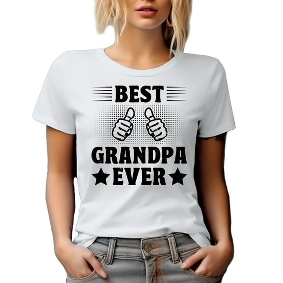 Best Grandpa Ever with Two Thumbs, Grandad Father's Day, White T-Shirt, Small