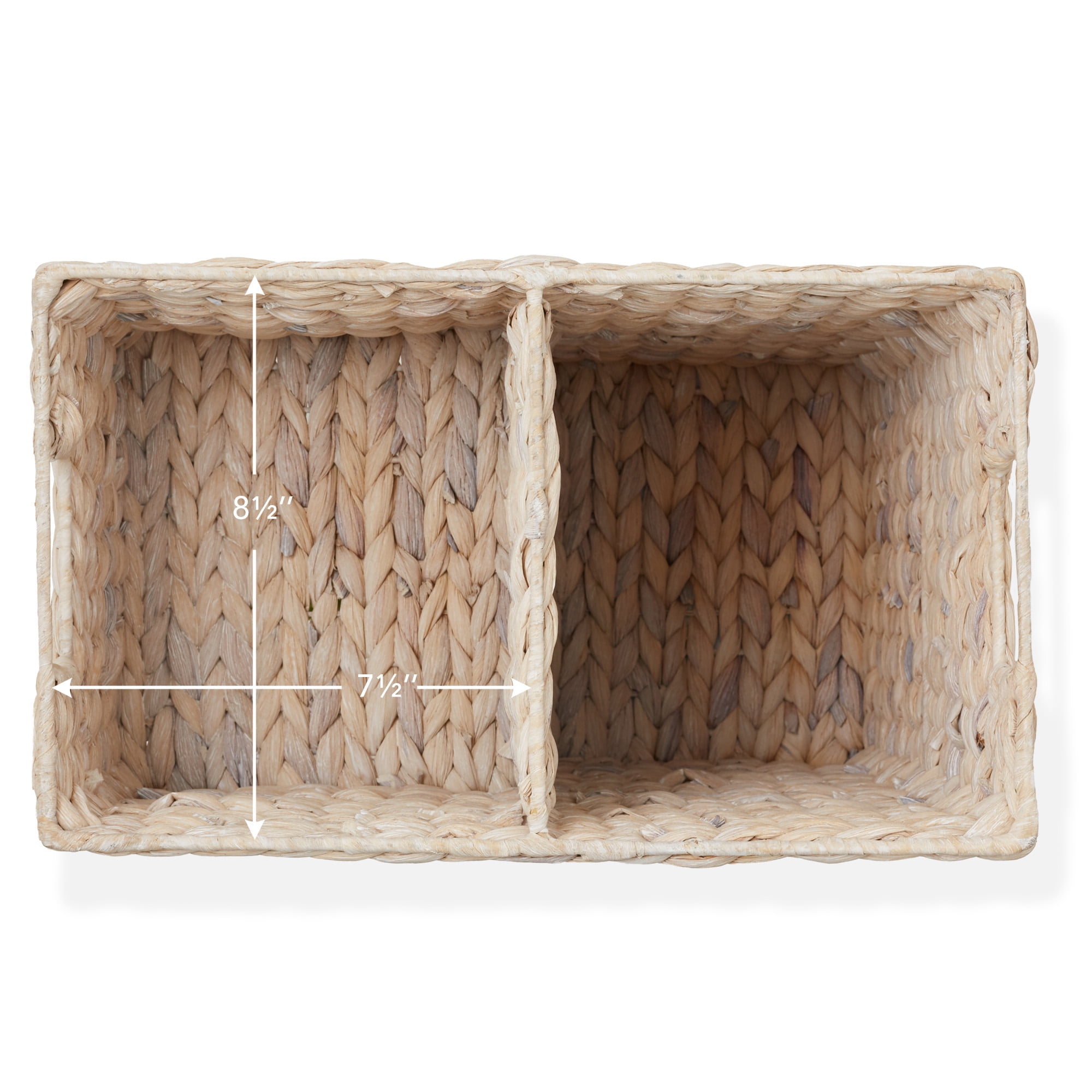 Casafield Stair Basket with Handles, Whitewash White - Woven Water Hyacinth Staircase Step Organizer Bin