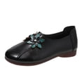 thumbnail image 2 of Tuobarr Womens Dress Shoes Women's Fashion Casual Loafers Comfortable Outdoor Flower Low-heeled Shoes Black US Size 7, 2 of 5