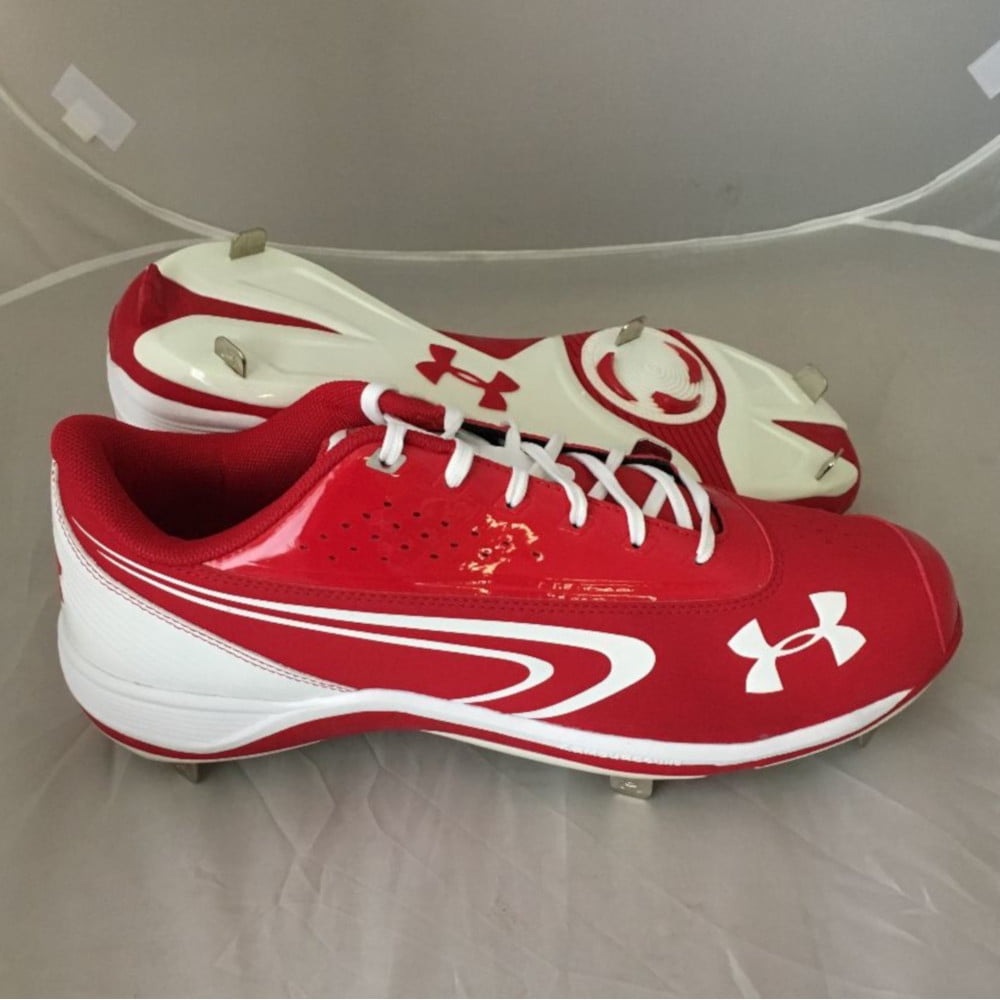 NEW Mens Under Armour Ignite III Low ST Baseball Cleats Red / White Sz