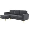 thumbnail image 4 of Fithood 218*141*87cm Boucle Yarn, Diamond-Shaped Gold-Plated Three-Pronged Legs, Three-Seater With Footstool, Indoor Modular Sofa, Dark Grey, 4 of 5