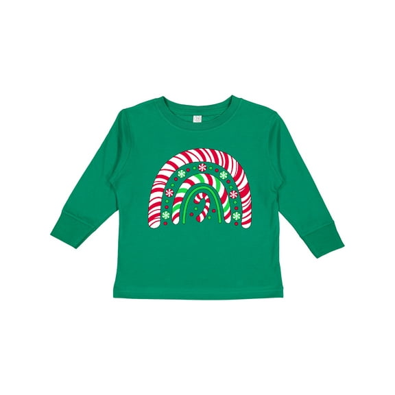 Inktastic Peppermint Rainbow with Candy Cane Boys or Girls Long Sleeve Toddler T-Shirt
