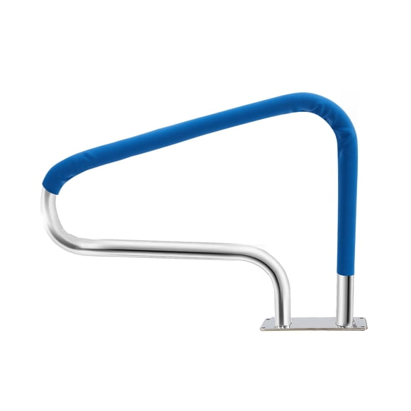 Pool Handrail 304 Stainless Steel Pool Rail 32" x 22.5" – Heavy Duty Inground Pool Safety Rail with Non-Slip Grip Cover, Easy Mount Base Plate, Rustproof Stair Handrail for Swimming Pools
