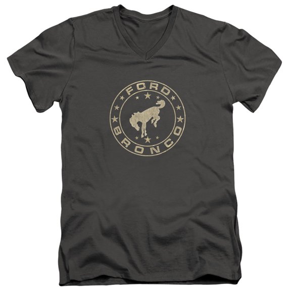 Ford Bronco Vintage Star Bronco S/S Adult V-Neck T-Shirt 30/1 T-Shirt Charcoal