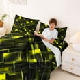 thumbnail image 4 of Manfei Neon Geometric Bed Sheets, Gradient Plaid Fuul Size Sheets, Yellow and Black, Black Reversible 4pcs1 Flat Sheet + 1 Fitted Sheet + 2 Pillowcases, 4 of 6