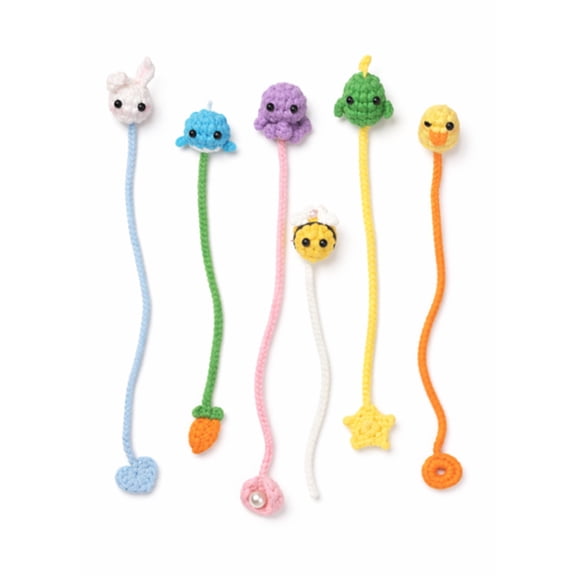 6 Pack Animal Bookmark Crochet Kit for Beginners, Christmas Amigurumi Starter Set with Step by Step Video Tutorials, TIKA