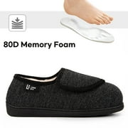 LongBay Women's Diabetic Adjustable Slippers Comfy Cozy Furry Memory Foam House Shoes for Arthritis Edema.