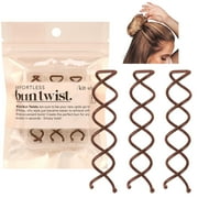 Kitsch Pro Bun Twist - Spin Type Pins - Ponytail Holder - 3 Count (Brown)