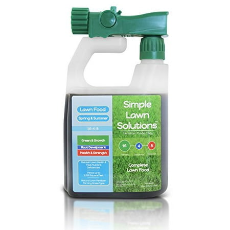 Advanced 16-4-8 Balanced NPK- Lawn Food Natural Liquid Fertilizer- Spring & Summer Concentrated Spray - Any Grass Type- Simple Lawn Solutions, 32-Ounce- Green, Grow, Root Growth, Health & Strength