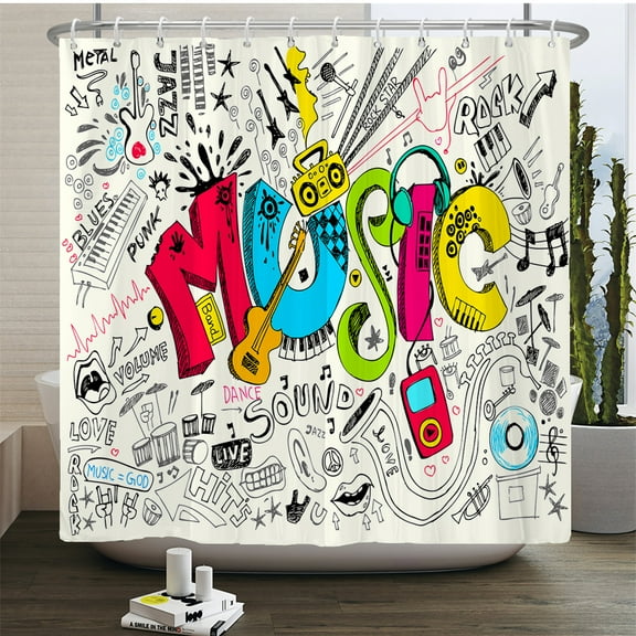Music Rock Guitar Shower Curtains Modern Bathroom Curtains 3d Printed ration Wat