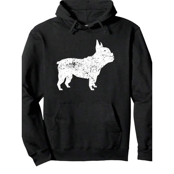 Men's Sweatshirt 250g 50% Cotton + 50% Polyester - Distressed French Bulldog Silhouette Dog Owner Pullover Sweatshirt