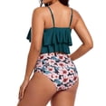 thumbnail image 3 of Zando High Waisted Tankini Bathing Suits for Women Modest Swimsuits with Ruffle 2 Piece Tummy Control Swimwear Green Flower S, 3 of 6