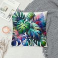 thumbnail image 2 of COMIO  Plant Throw Pillow Cushion Cover, Tropical Leaves and Monstera with Abstract Color Scheme Hawaiian Floral Elements, Decorative Square Accent Pillow Case White, 2 of 5