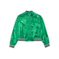 thumbnail image 3 of Moggemol Kids Girls Bomber Jacket Hip Hop Latin Jazz Dance Outfit Long Sleeve Zip Up Coat Party Green 14, 3 of 7