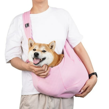 Small Pet Adjustable Dog Sling with Pocket Safety Hook Hands-free Pet Bag for Small Animals Breathable Crossbody Shoulder Outdoor Travel Portable Bag