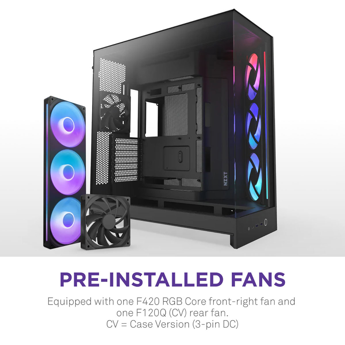 NZXT CMH92FBR1 H9 Flow RGB ATX Mid-Tower PC Case Dual Chamber Black
