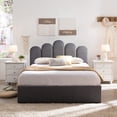 thumbnail image 6 of Upholstered Bed Frame with Palm-Shape Headboard, 750N Hydraulic Lift Storage Bed with Soft Velvet Fabric, 14 Wooden Slats, 8.26" Under-Bed Storage Space, Noise-Free Design, Gray, Full, 6 of 7