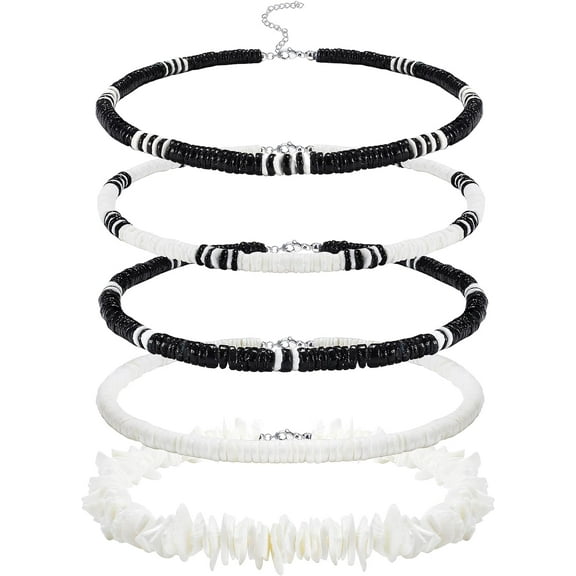 Surfer Necklace for Men Puka Shell Necklace Men Sea Shell Necklace Clam Chip Choker Hawaiian Beach Shell Bead Necklace Pookah Shells Choker Necklace Trendy 14.0 Inches {件数}