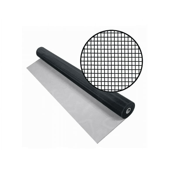 Door and Window Screen, Aluminum, 60 in W, 50 ft L, 0.01 in Wire Dia, Black