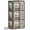 Dark Grey, variant on 3 Opeings Large Clothes Storage Bins with Metal Frame, Foldable Storage Bin for Clothes, Clothing Storage Bins with Lid, Linen Storage Box With Clear Window& Zippers& Handles.