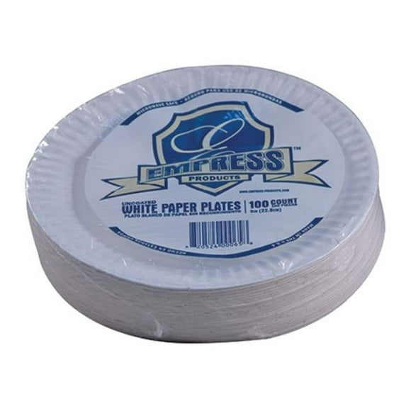 Empress RSC40808 Assiettes en Papier Non Revêtues 9 Po, Blanc