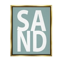 Stupell Sand Phrase Summertime Beach Landscape Painting Gold Floater Framed Art Print Wall Art