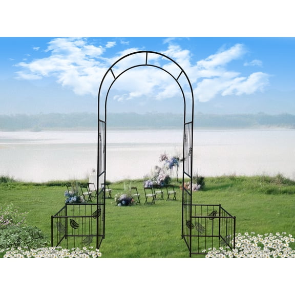 Metal Garden Arch Garden Arbor Trellis Climbing Plants Support Arch Outdoor Arch Wedding Arch Party Events Archway Black