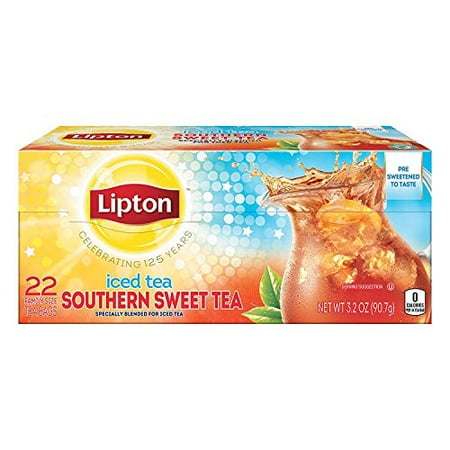 Lipton Southern Sweet Tea Iced Tea Drink Mix 22 Family Size Tea Bags (Pack of 3)