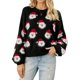 thumbnail image 1 of Suéteres de Punto con Estampado de Leopardo para Mujer, Informales, de Larga y Cuello Redondo. Negro L, 1 of 8