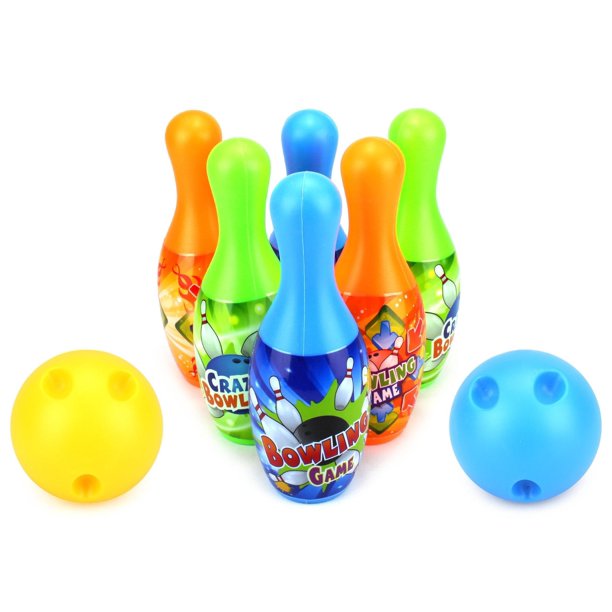 Crazy Bowler Children's Mini 12 Piece Toy Bowling Set w/ 10 Pins, 2