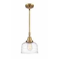447-1S-BB-G713 Innovations Lighting Bell - 1 Light Stem Hung Mini Pendant In Industrial Style-11.13 Inches Tall and 8 Inches Wide-Brushed Brass