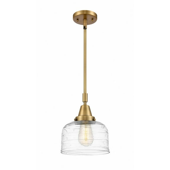 447-1S-BB-G713 Innovations Lighting Bell - 1 Light Stem Hung Mini Pendant In Industrial Style-11.13 Inches Tall and 8 Inches Wide-Brushed Brass