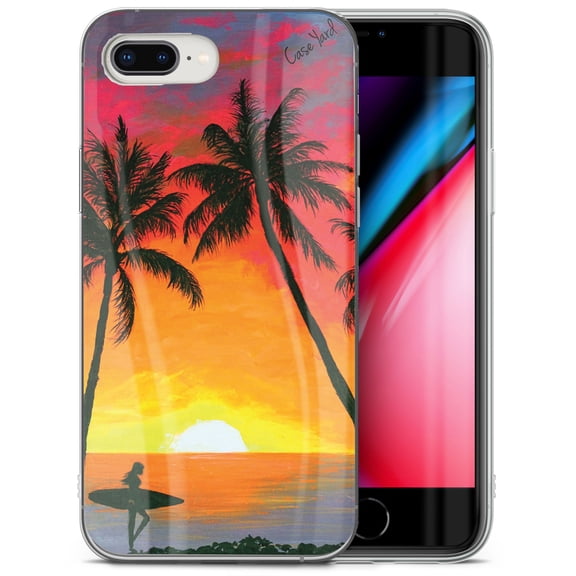 Case Yard iPhone-8-Plus Case Clear Soft & Flexible TPU Ultra Low Profile Slim Fit Thin Shockproof Transparent Bumper Protective Cover Drop Protective Cell Phone Cases (Surf Girl)