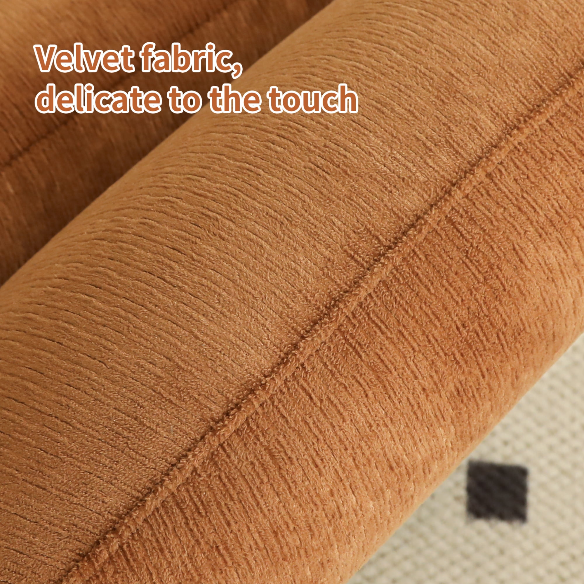 Leumius Accent Chair with Solid Wood Legs and Soft fabric Cushion, Cozy Bedroom Chair, Comfy Armless Reading Chair for Apartment Waiting Room Balcony Caramel