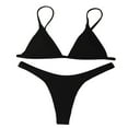 thumbnail image 2 of Femmes Bikini d'Été Ensembles de Couleur Unie Soutien-Gorge Sans Manches Côtelé String Taille Basse, 2 of 4
