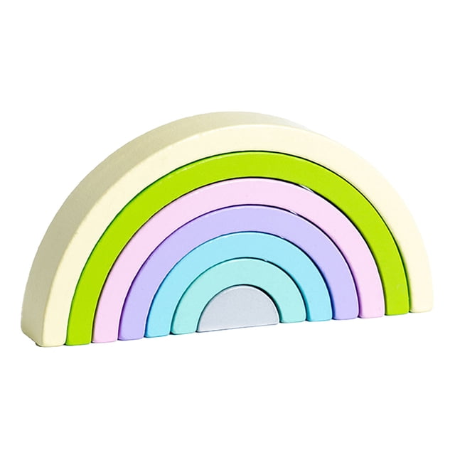 Wooden Rainbow Stacker, Arch Wooden Stacker Puzzle Colorful Large Arch Stacking Toy Educational Stacking Toy for Toddlers