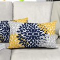 thumbnail image 6 of Navy Blue Yellow Pillow Covers 12x20 In Yellow Gray Dahlia Floral Geometric Pillow Cases Set of 2 Elegant Flower Lumbar Throw Pillows Spring Summer Home Decor for Couch Room Bed Cushion Outdoor, 6 of 6