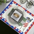 thumbnail image 4 of Decoración del Día de la Independencia, manteles individuales de lino con estampado clásico de tres colores para restaurante, cocina, decoración de fiestas, 4 manteles individuales de lino., 4 of 6