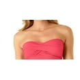 thumbnail image 2 of ANNE COLE Women's Pink Stretch Sweetheart Neck Ruched Adjustable Twist Front Bandeau Tankini Swimsuit Top L, 2 of 3