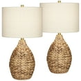 thumbnail image 2 of 360 Lighting Corona 25 1/2" High Coastal Modern Table Lamps Set of 2 Woven Reed Off-White Shade Living Room (Colors May Vary), 2 of 9