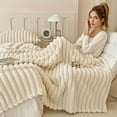 thumbnail image 4 of 1pc Thickened Blanket Soft And Comfortable Faux Rabbit Hair Reversible Blanket Thermal Blanket Nap Blanket Air Conditioning Blanket Office Outdoor Camping Gift Blanket Perfect for All Seasons, 4 of 5
