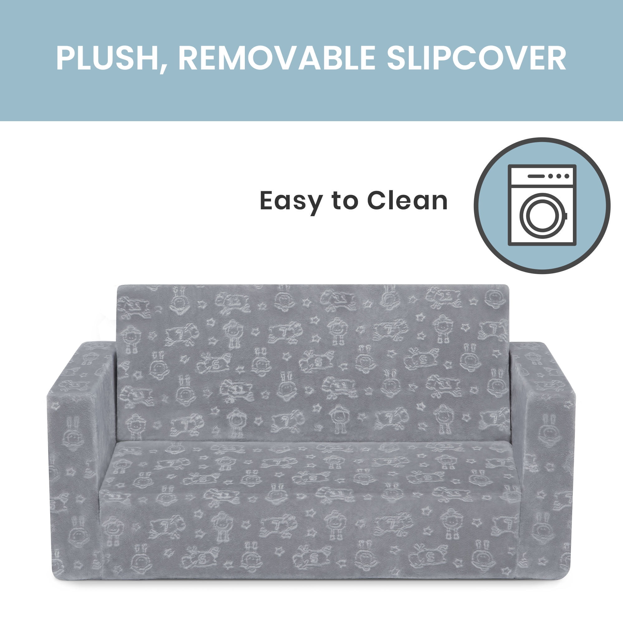 Serta Perfect Sleeper Extra Wide Convertible Sofa to Lounger - Comfy 2-in-1 Flip Open Couch/Sleeper for Kids, Multiple Colors