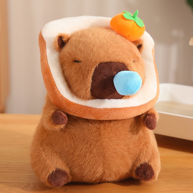 Bonita mochila de tortuga Capybara Snotty con moco Nasal estirable, simulación de animales, decoración de cabeza de fruta esponjosa, regalo de pan