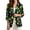 Black and Green - Christmas Tree Snowflake, variant on LedBack Christmas Linen-Style Blazer Suit Christmas Tree Print Blazers for Women 3/4 Sleeve Slim Fit Suit Jacket with Side Pocket