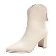 thumbnail image 1 of NECHOLOGY Botas Mujer Adulto Femenino Zapatos Botines de mujer Moda mujer cuero artificial otoño suela gruesa tacones cuadrados cremallera botines cortos zapatos de punta estrecha (Beige, 8), 1 of 5